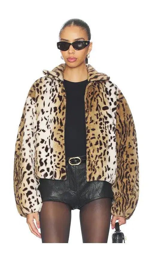 Amanda Uprichard X Revolve Como Bomber Jacket In Brown Multi Size Xs $248